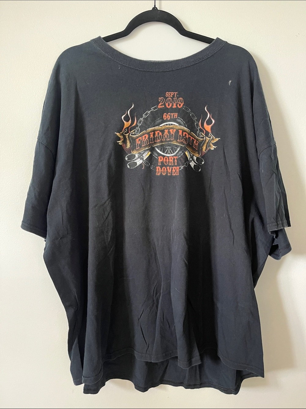 Black Graphic Men’s T-Shirt with Flame Emblem bike shirt
